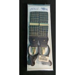 Arkle Suspenders Braces Classic Houndstooth Pattern Leather Wool Germany‎ NWT